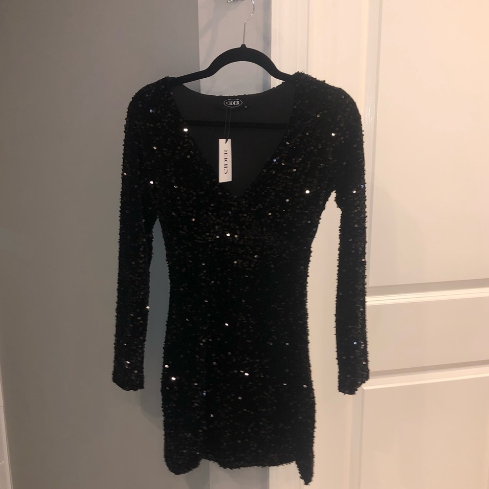 Cider Black Sequin Dress